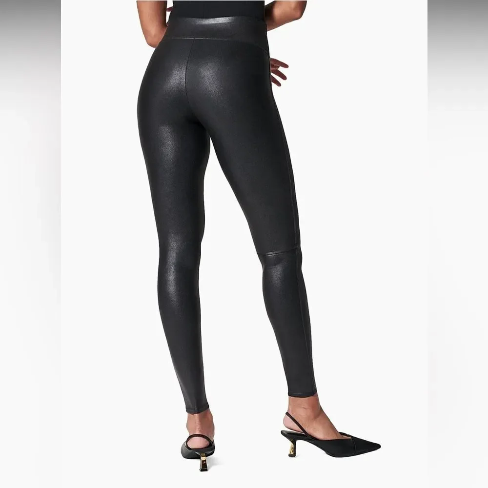 Spanx NWT Faux Leather Leggings Black Medium